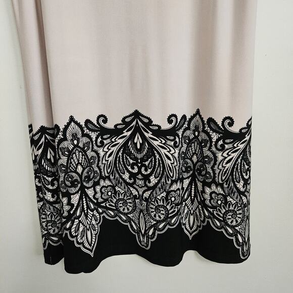 Joseph Ribkoff Beige Black Lace Print Sleeveless A Line Dress Size 8 - Picture 5 of 12